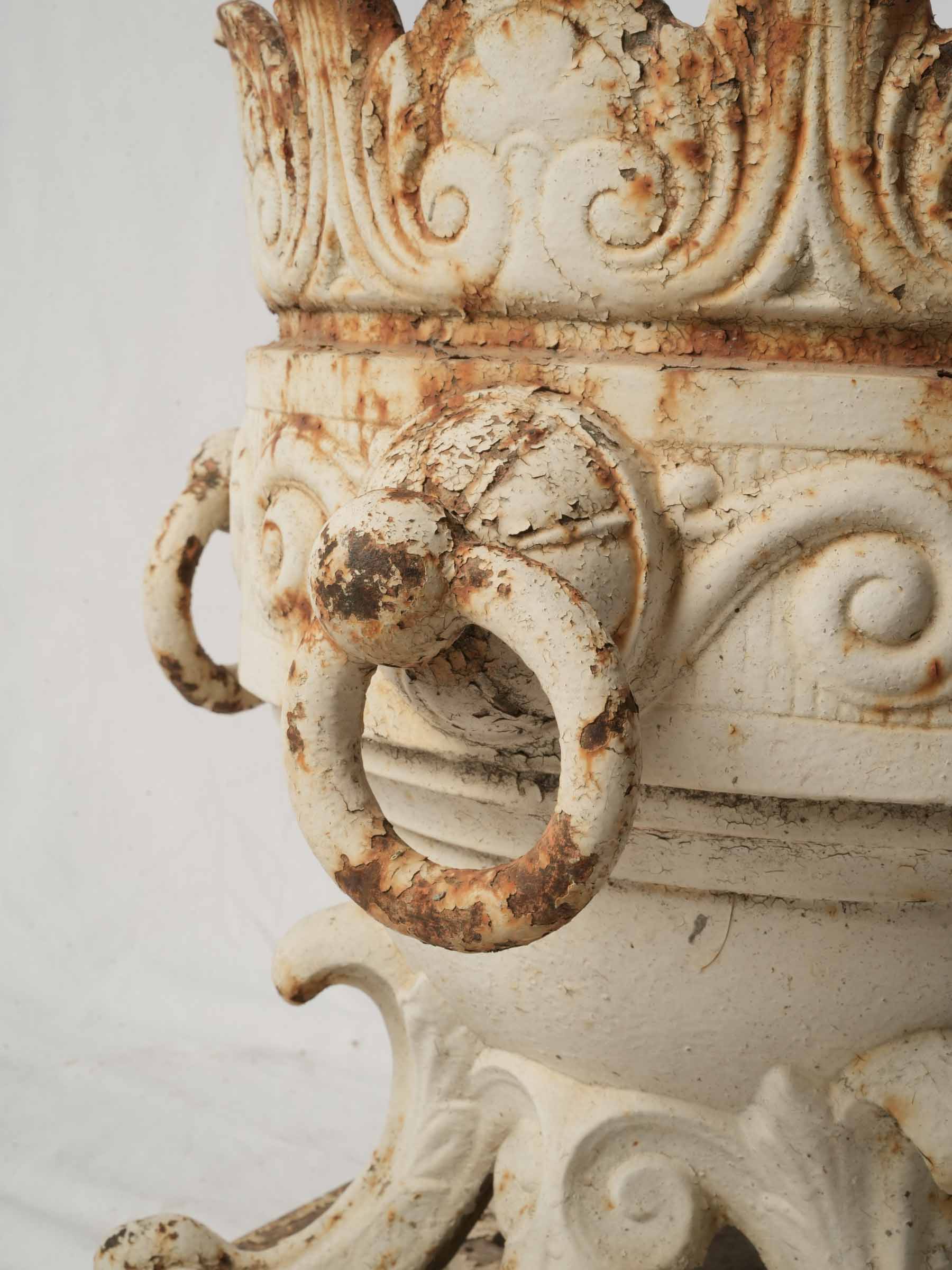 Sculptural 19th-Century French Cast Iron Jardinière w/ Weathered Patina - 19¾"