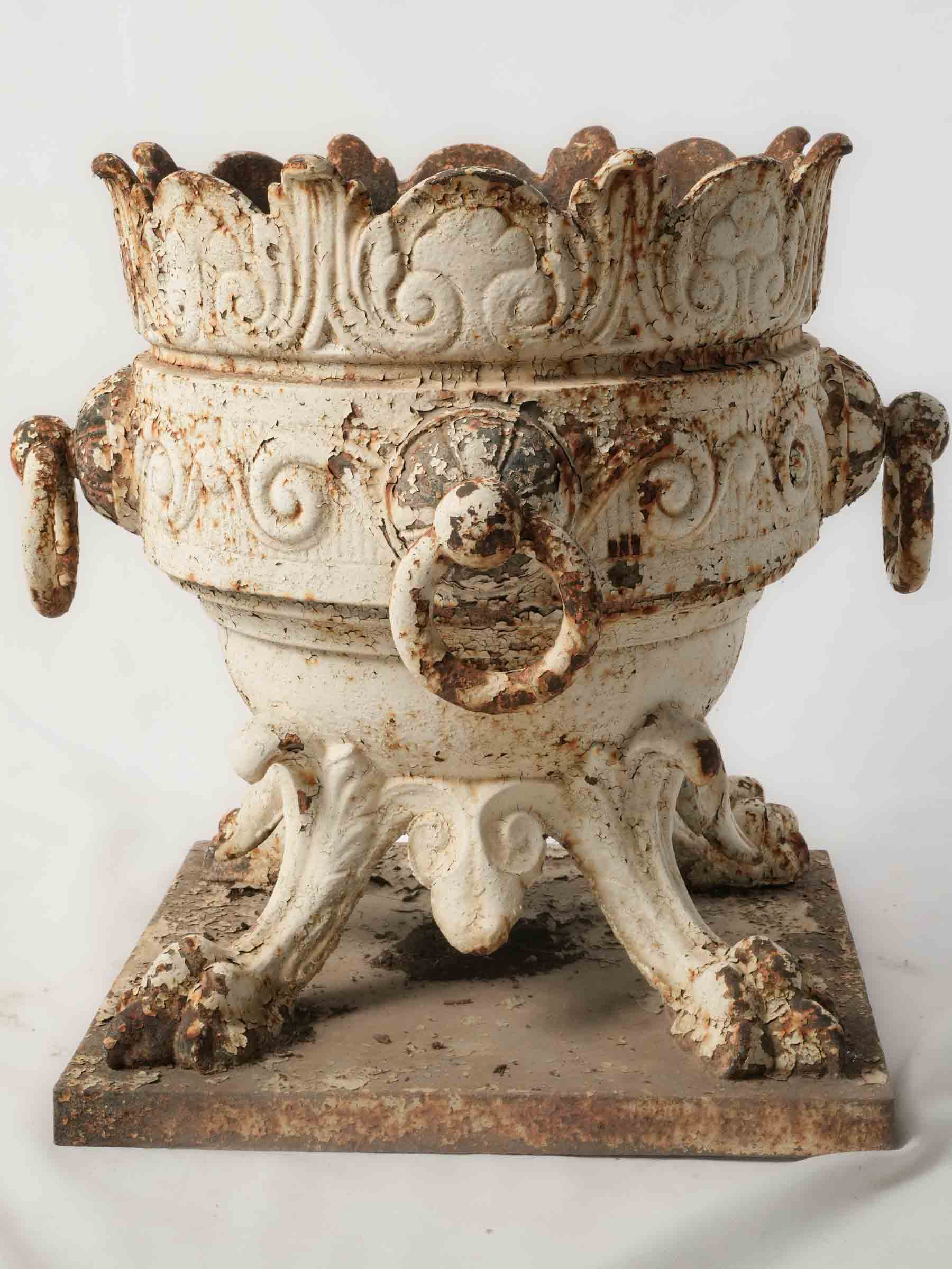 Sculptural 19th-Century French Cast Iron Jardinière w/ Weathered Patina - 19¾"