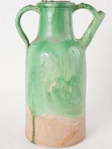 Rare tall antique French pitcher with green glaze 14½"