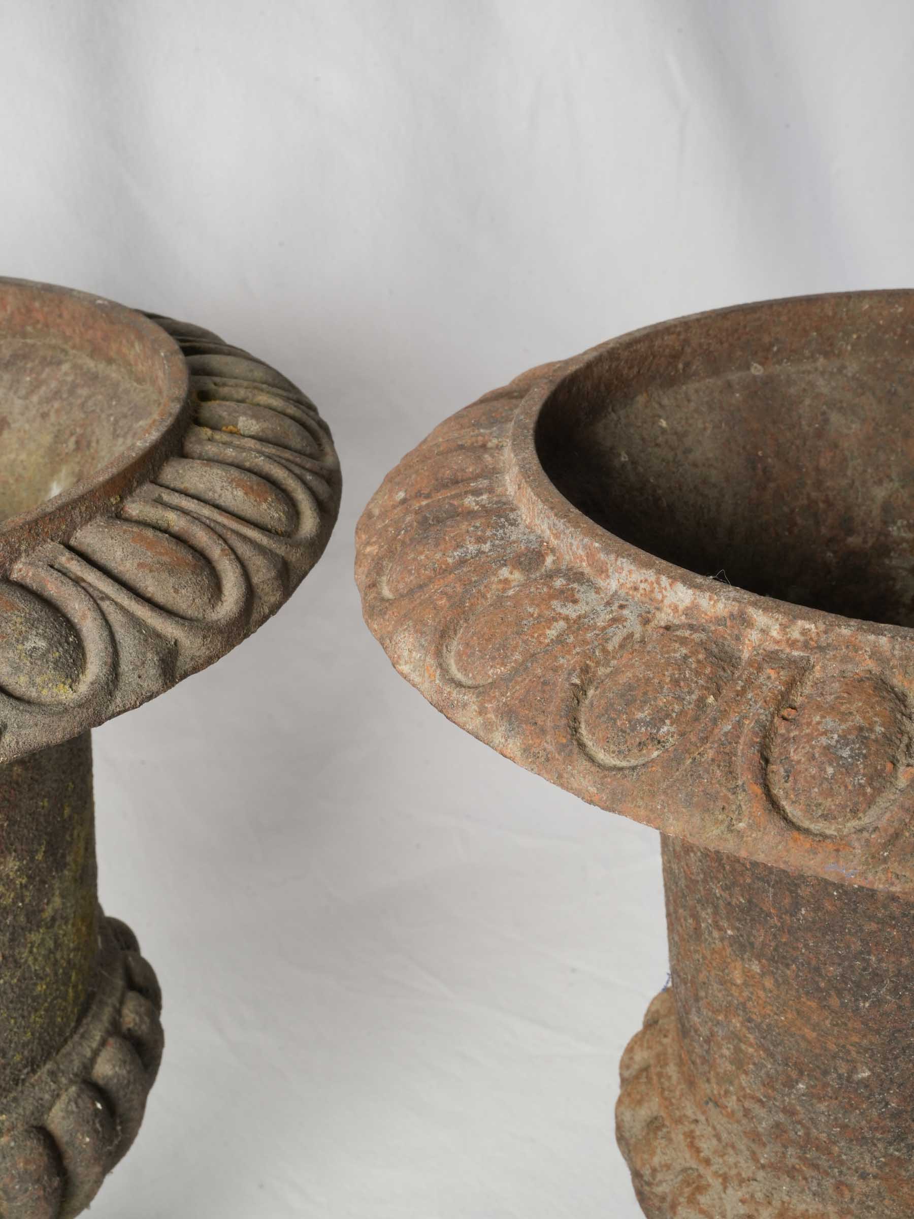 Petite Pair of 19th-Century Cast-Iron Medici Garden Urns - 18" x 13½"