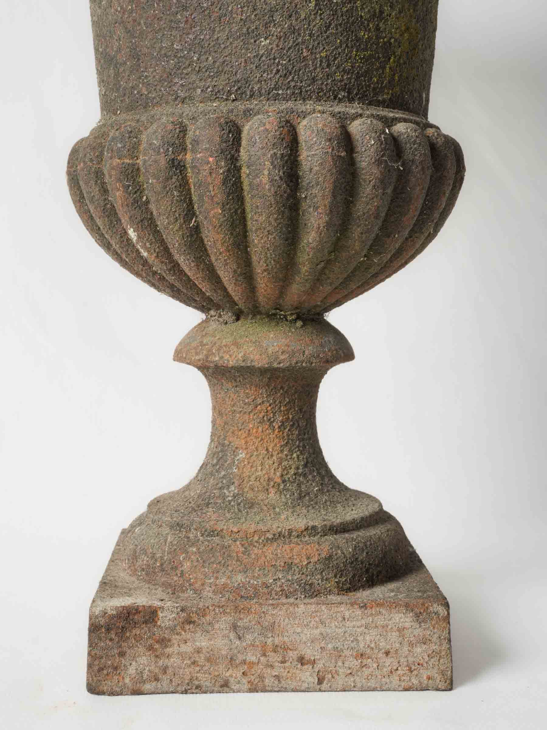 Petite Pair of 19th-Century Cast-Iron Medici Garden Urns - 18" x 13½"