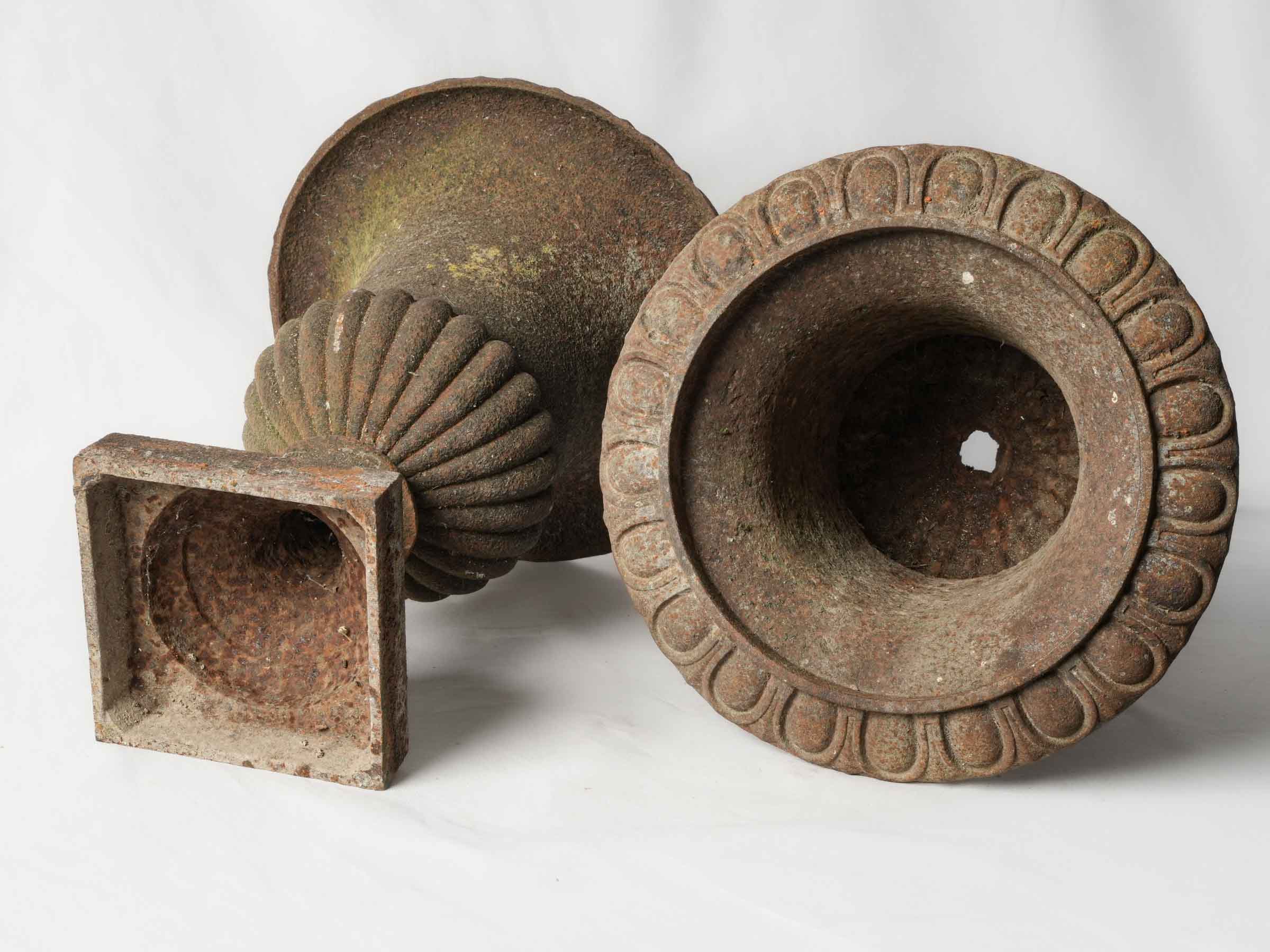 Petite Pair of 19th-Century Cast-Iron Medici Garden Urns - 18" x 13½"