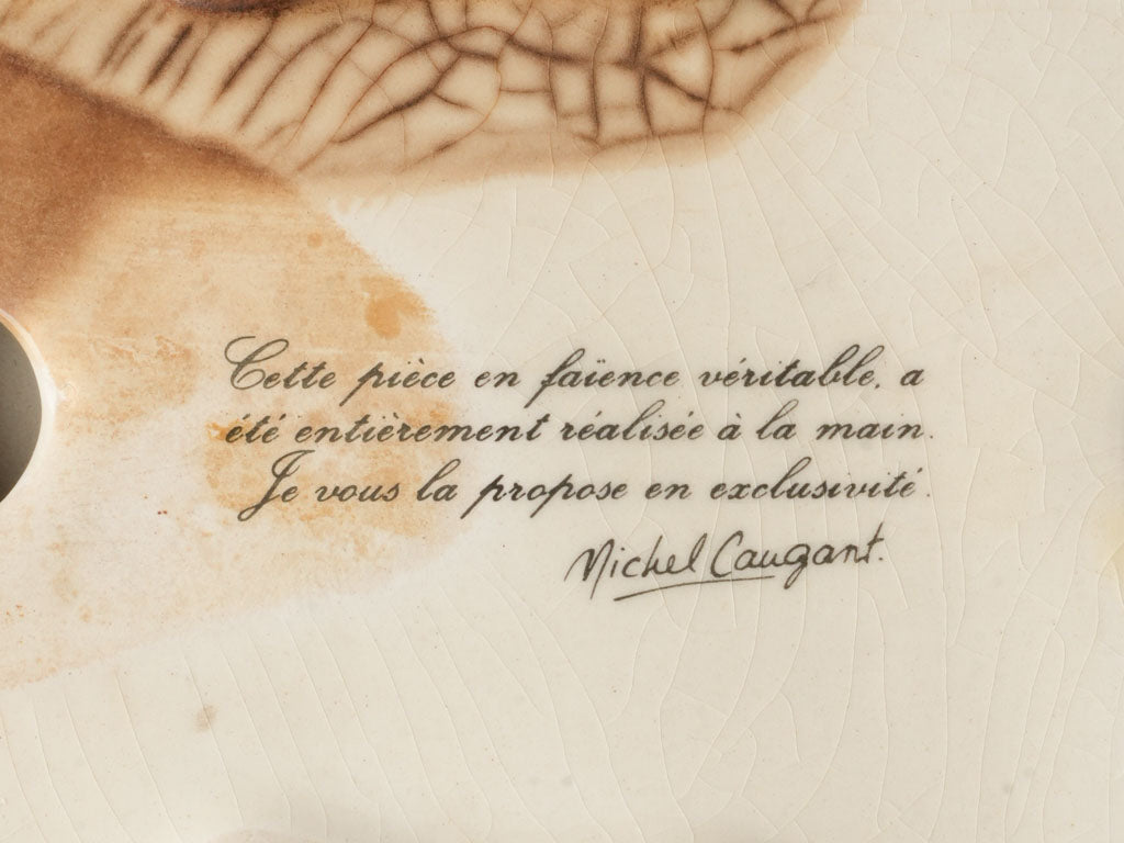 1970s French Barbotine Rabbit-Form Lidded Terrine - 9"