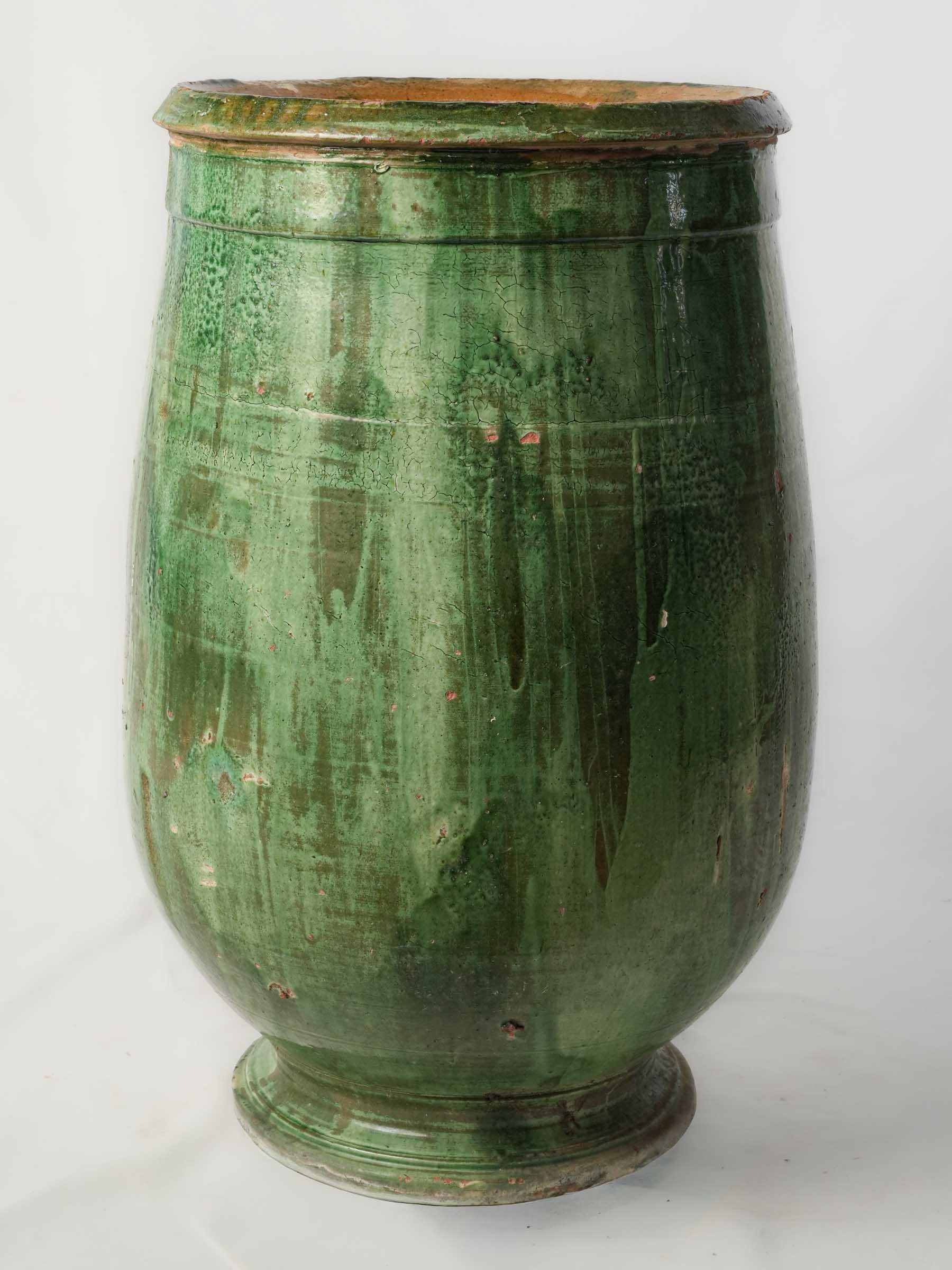 Tall Green-Glazed Olive Jar from Tornac, Late 19th Century - 29¼"