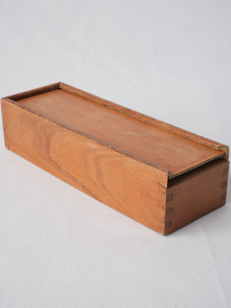 Early 20th Century  Wooden Domino Box w/ Bone-and-Ebony Tiles - 8"