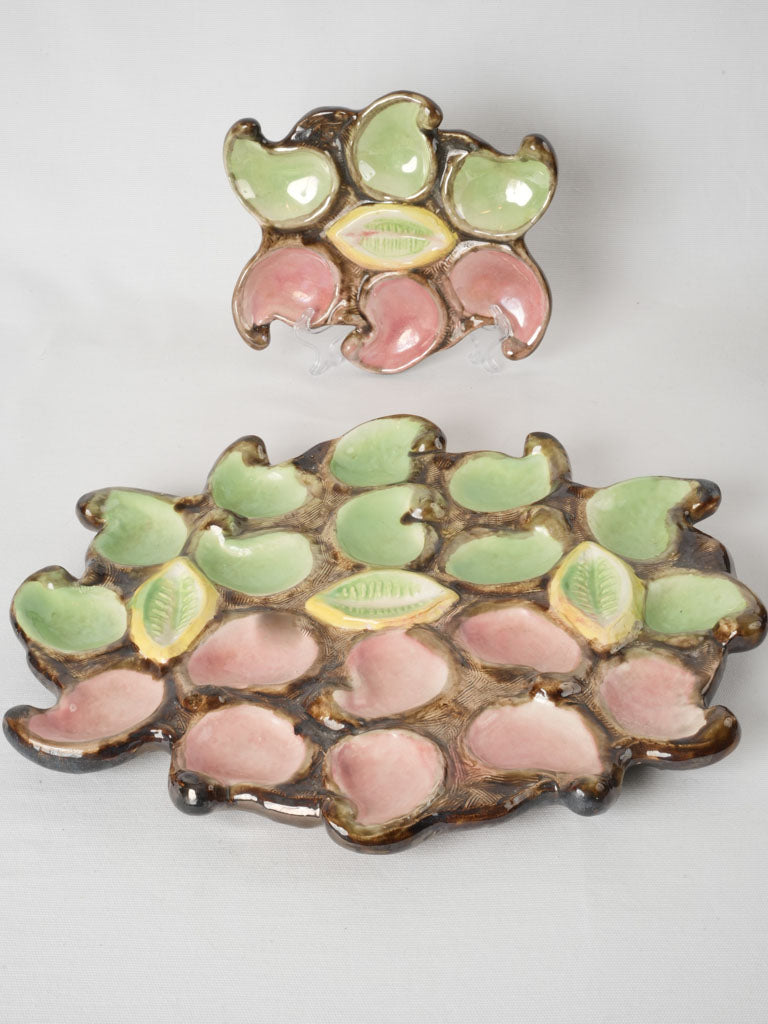 Pink and green decorative plates