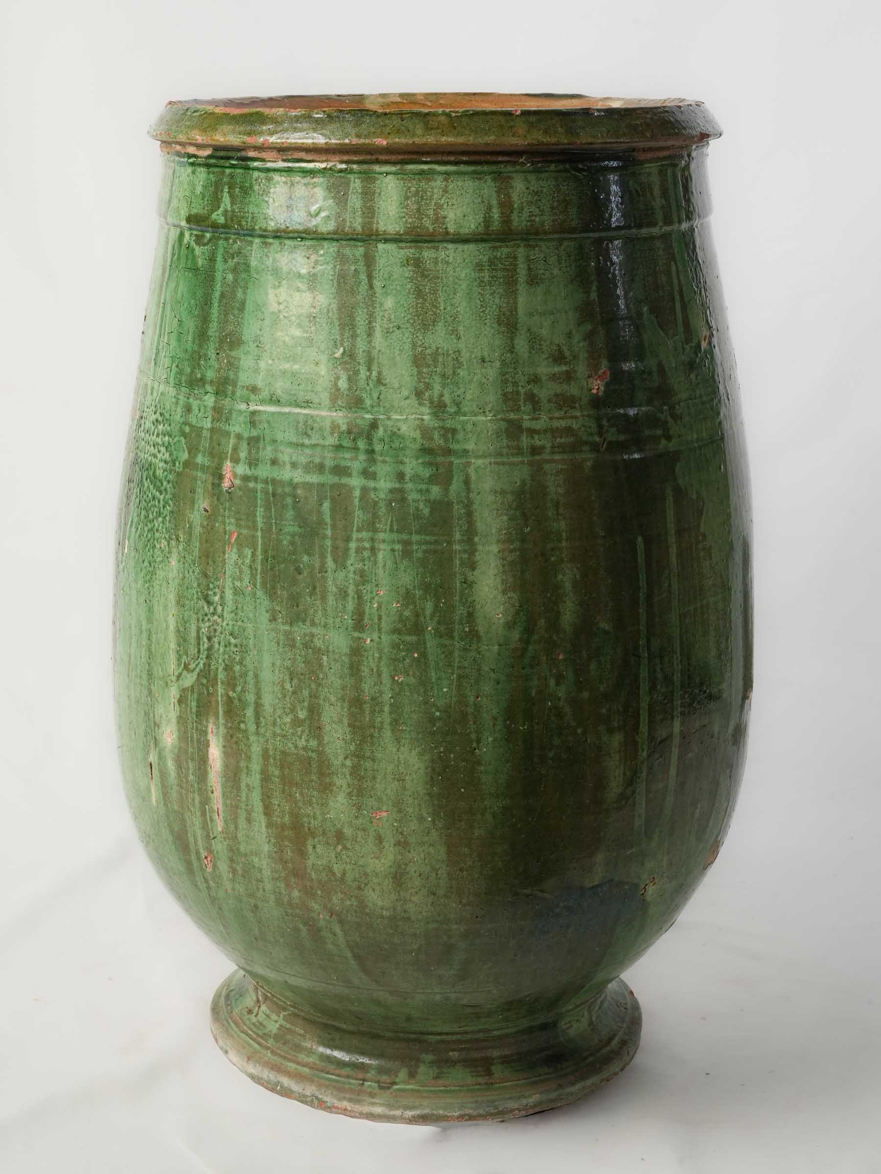 Tall Green-Glazed Olive Jar from Tornac, Late 19th Century - 29¼"