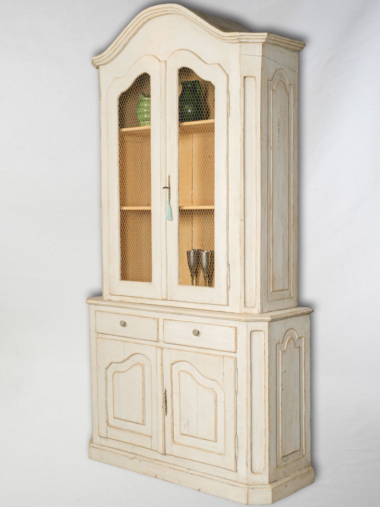 Early 20th Century French Painted Wood Kitchen Cupboard W/ Wire Mesh Doors - 90½"