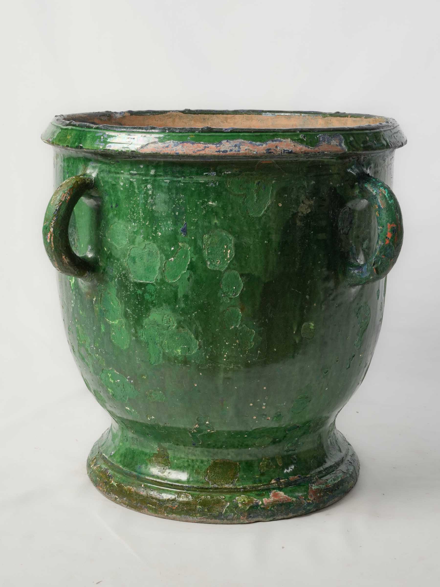 Large Green-Glazed Castelnaudary Jardinière, Late 19th Century - 21¼" x 25¼"