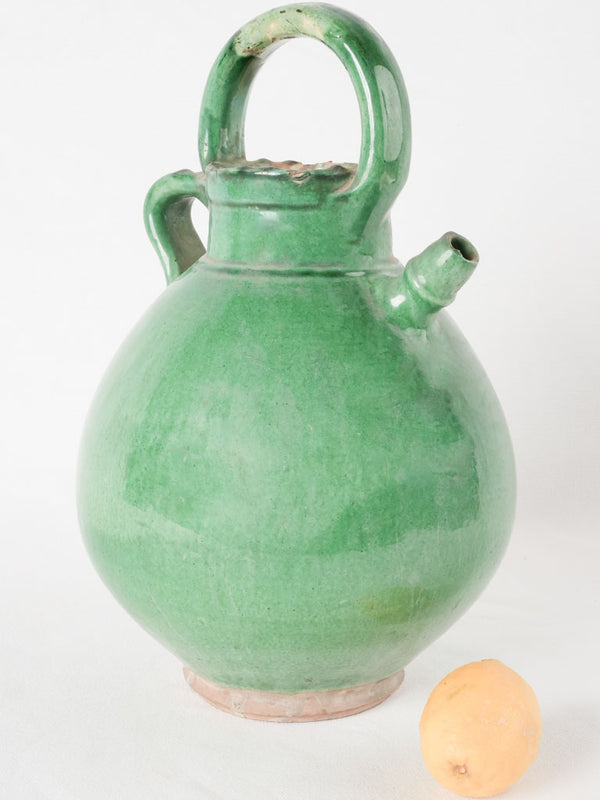 Antique French water pitcher w/ green glaze - Aubagne 15"