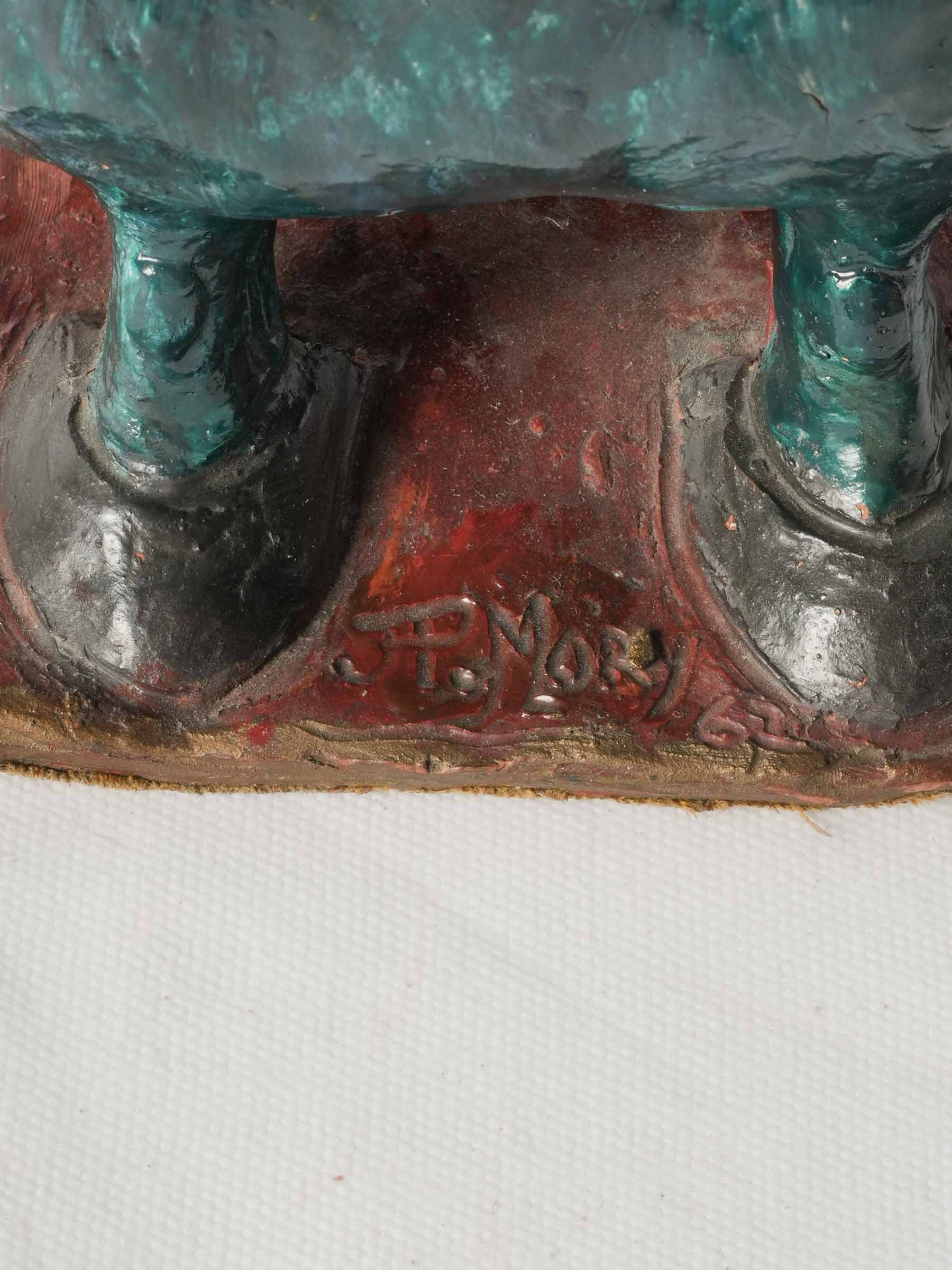 French Terracotta Horse Sculpture w/ Vivid Glaze, Signed and Dated 1967 - 10¾" x 12¼"