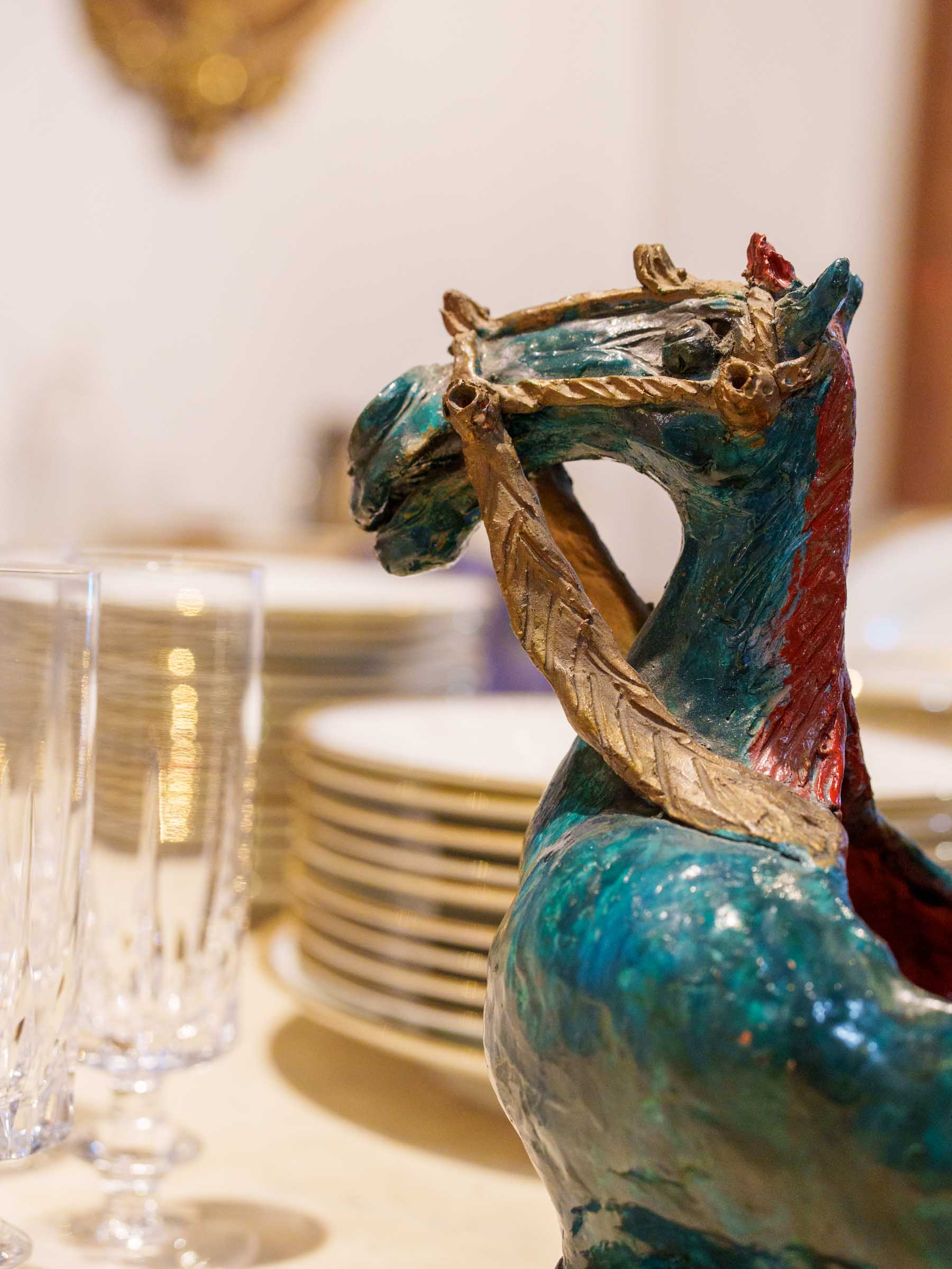 French Terracotta Horse Sculpture w/ Vivid Glaze, Signed and Dated 1967 - 10¾" x 12¼"