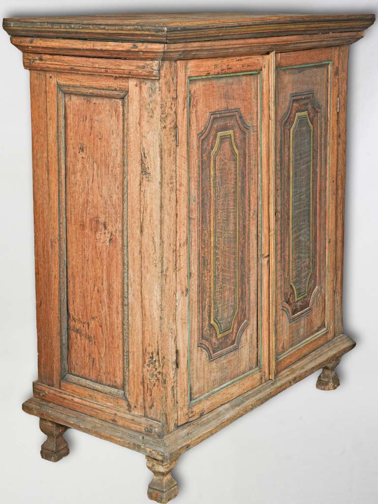 Elegant Late 19th Century Spanish or Italian Oak Cupboard W/ Polychrome Accents - 55"