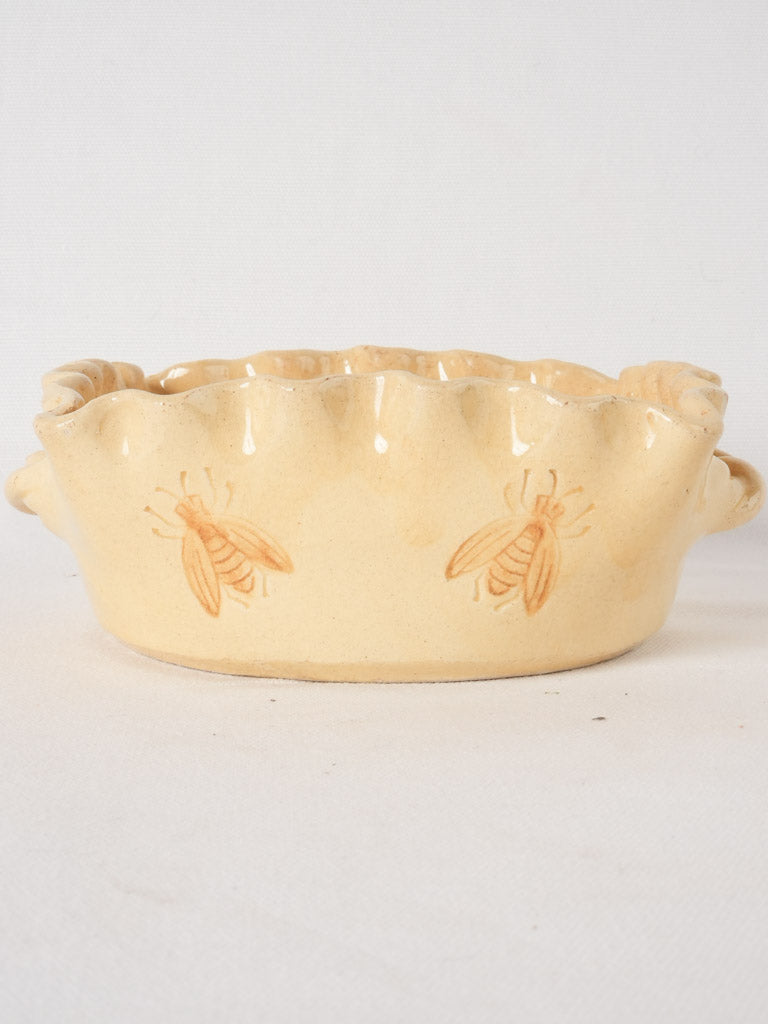 Antique-style honeybee motif serving bowl