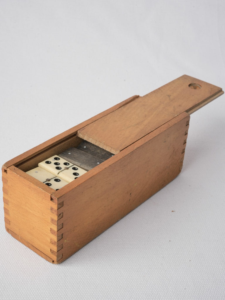 Early 20th-Century Wood and Bone Domino Set - 6¾"