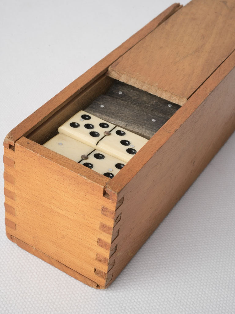 Early 20th-Century Wood and Bone Domino Set - 6¾"