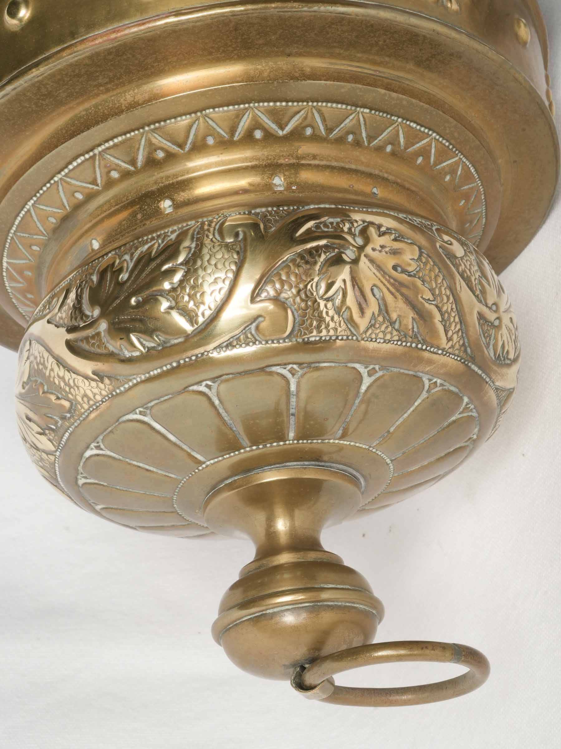 Large Repoussé Brass Lantern with Crown Detail, c. 1900 - 39"