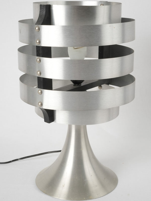 Max Sauze-style vintage table lamp in brushed aluminum 17"