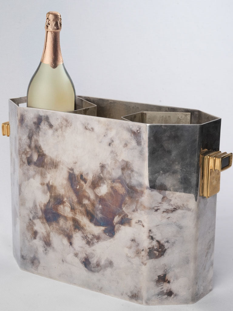 French Art Deco Silver Plated Wine Cooler W/ Divider Circa 1930 - 8¾"