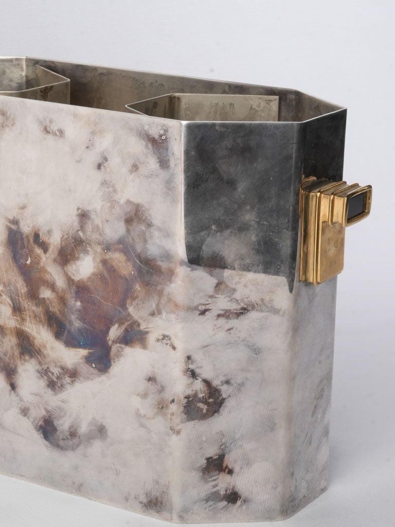 French Art Deco Silver Plated Wine Cooler W/ Divider Circa 1930 - 8¾"
