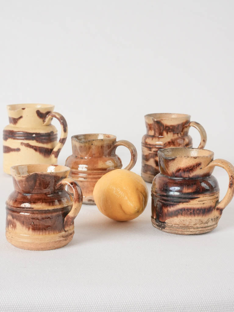 Collection of 5 little coffee / water pitchers - Dieulefit 4¼"