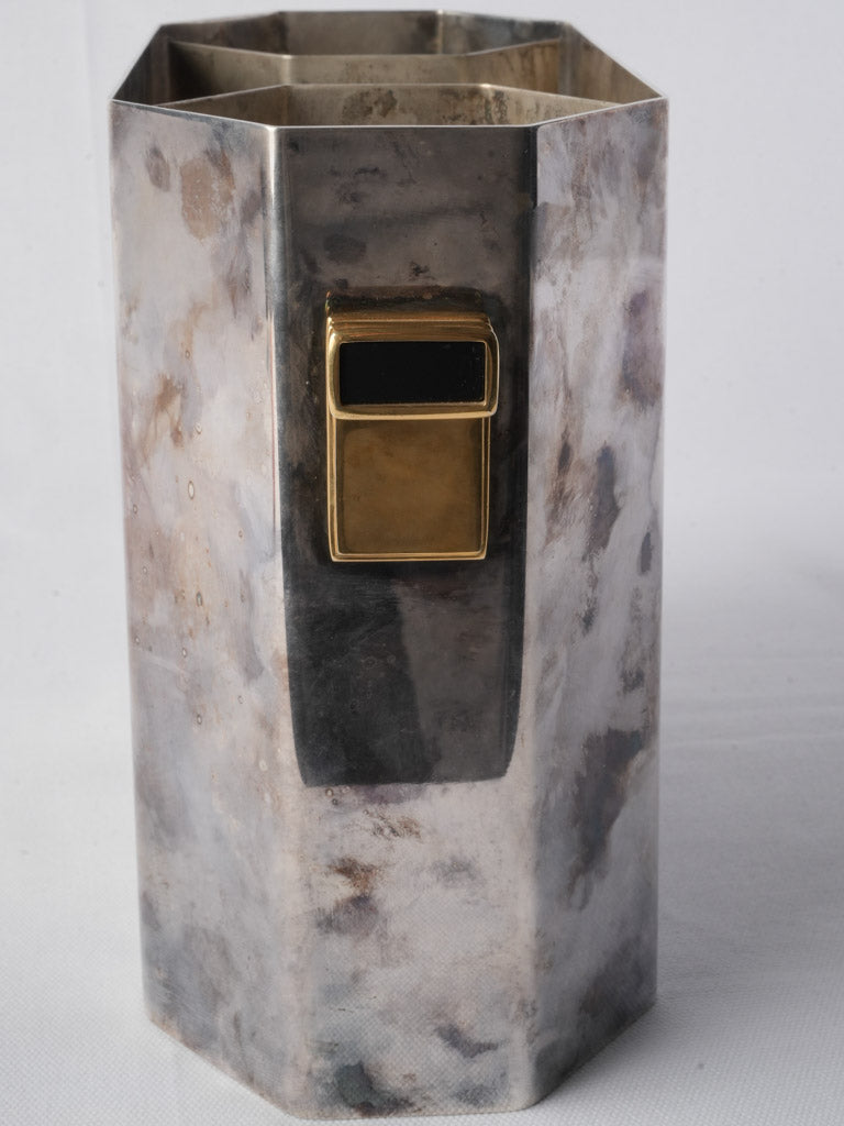 French Art Deco Silver Plated Wine Cooler W/ Divider Circa 1930 - 8¾"