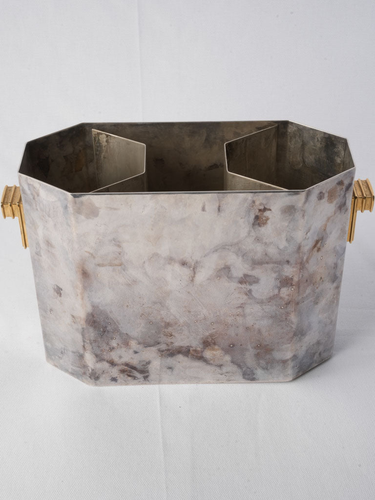 French Art Deco Silver Plated Wine Cooler W/ Divider Circa 1930 - 8¾"