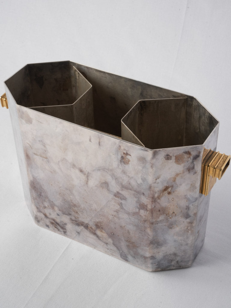 French Art Deco Silver Plated Wine Cooler W/ Divider Circa 1930 - 8¾"