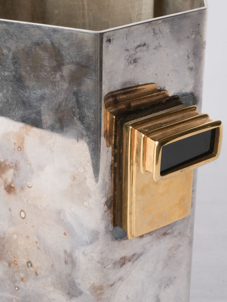 French Art Deco Silver Plated Wine Cooler W/ Divider Circa 1930 - 8¾"