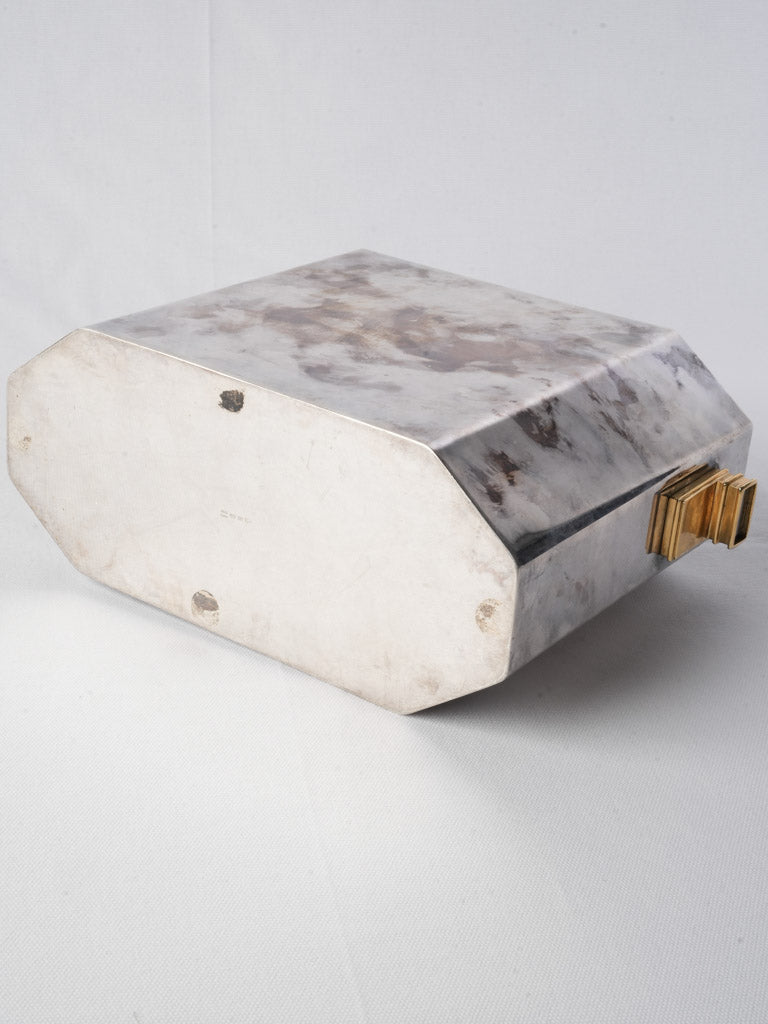 French Art Deco Silver Plated Wine Cooler W/ Divider Circa 1930 - 8¾"