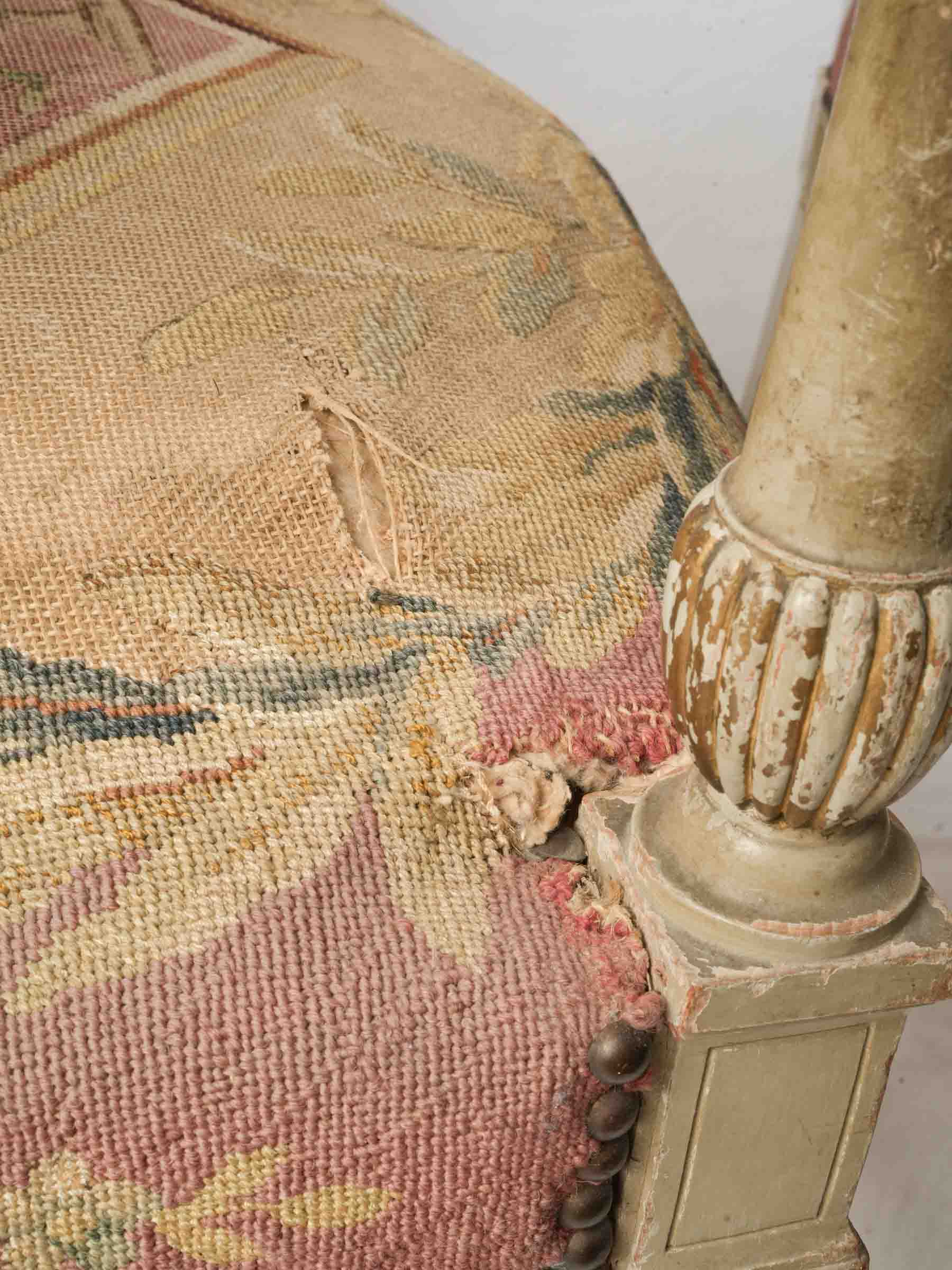 Pair of 19th-Century French Directoire-Style Armchairs w/ Original Tapestry Upholstery