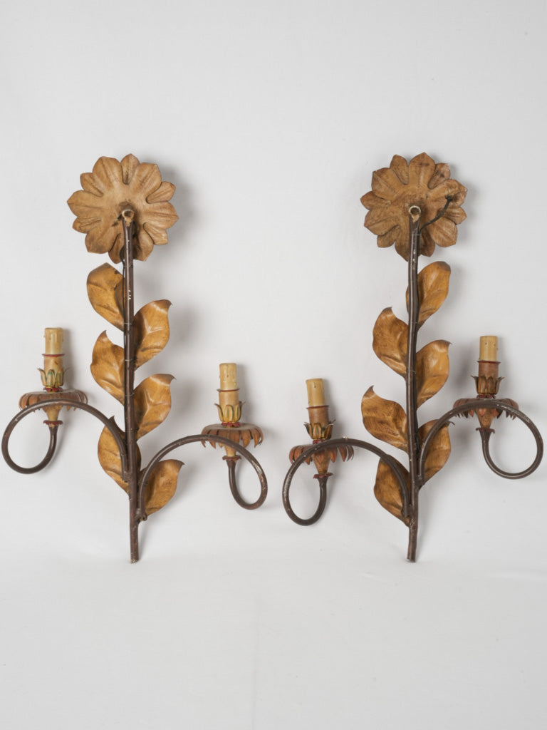 Charming tole twin-light wall fixtures