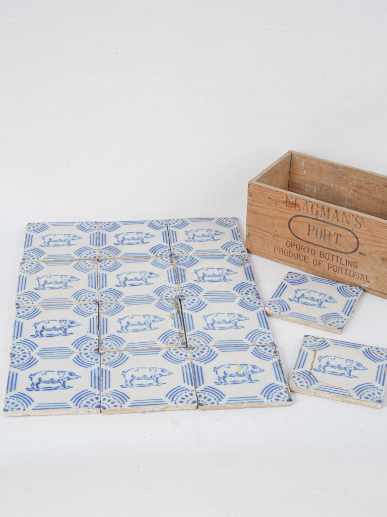 Charming, Vintage, Ceramic Pig Tiles