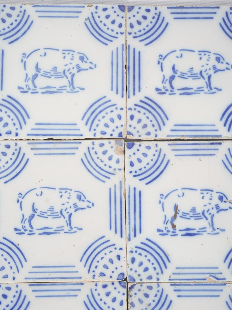 Whimsical, Geometric Pig Tiles