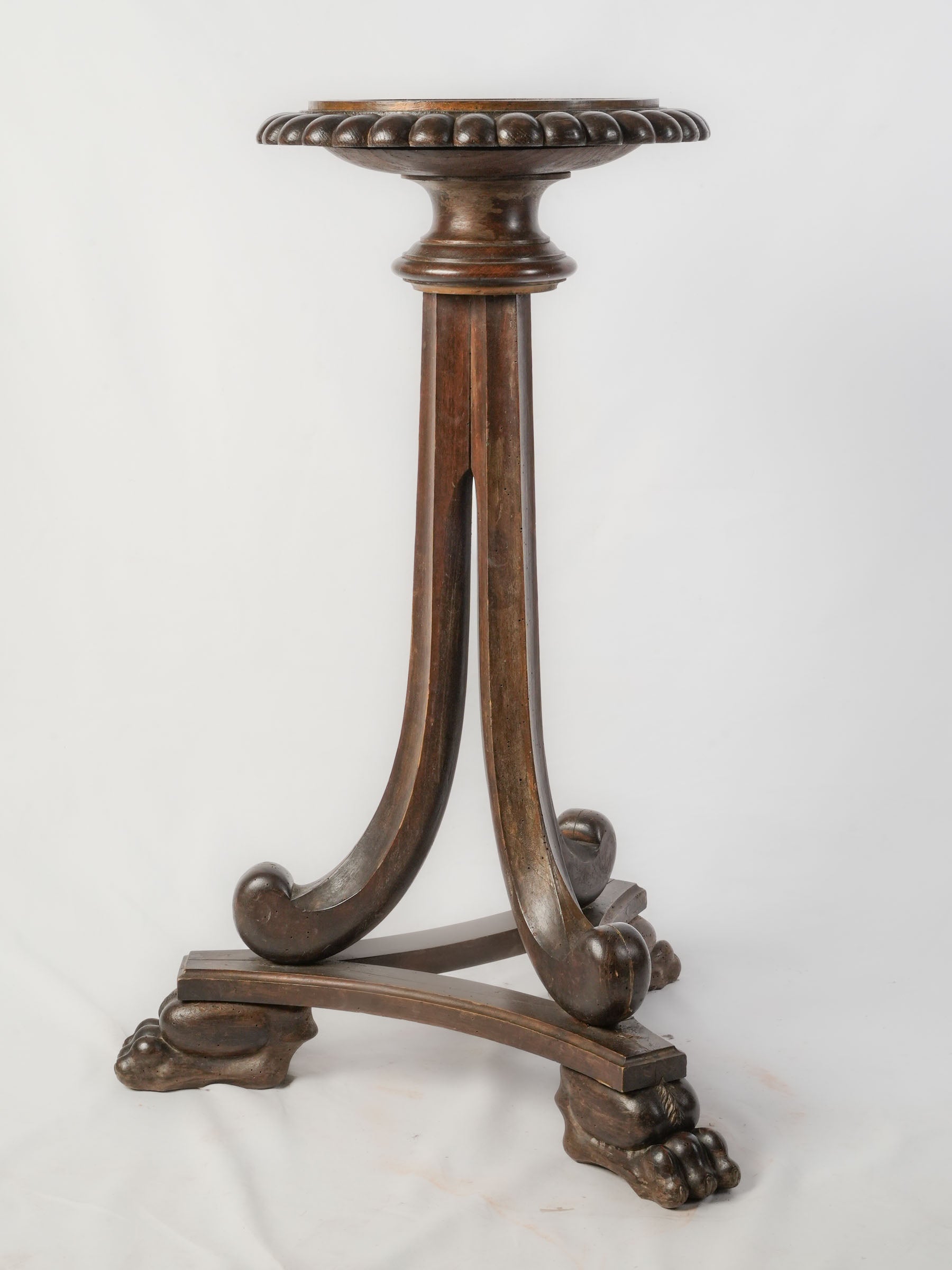 Late 19th Century French Carved Wood Display Pedestal w/ Lion Paw Feet - 38¼"