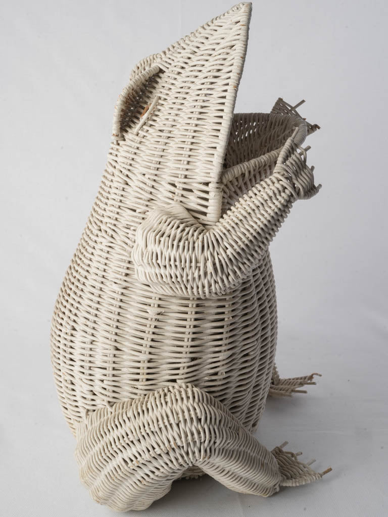 Expressive whimsical wicker wastebasket  