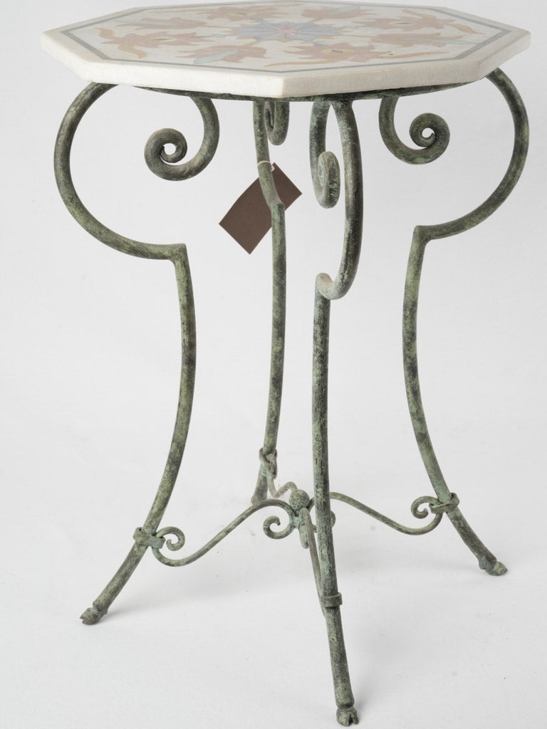 Weathered outdoor marble inlay table