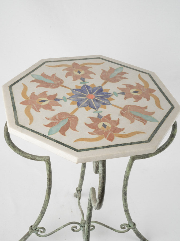 Antique aged verdigris patina table