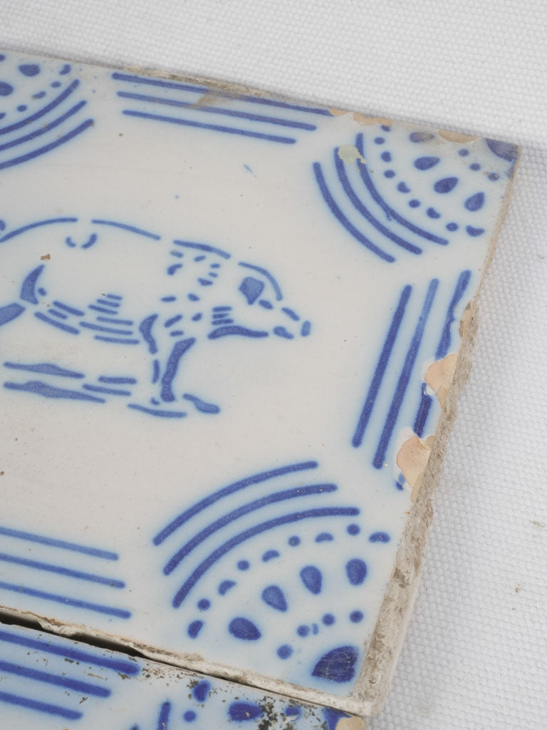 Unique, 19th Century Pig Tiles Set