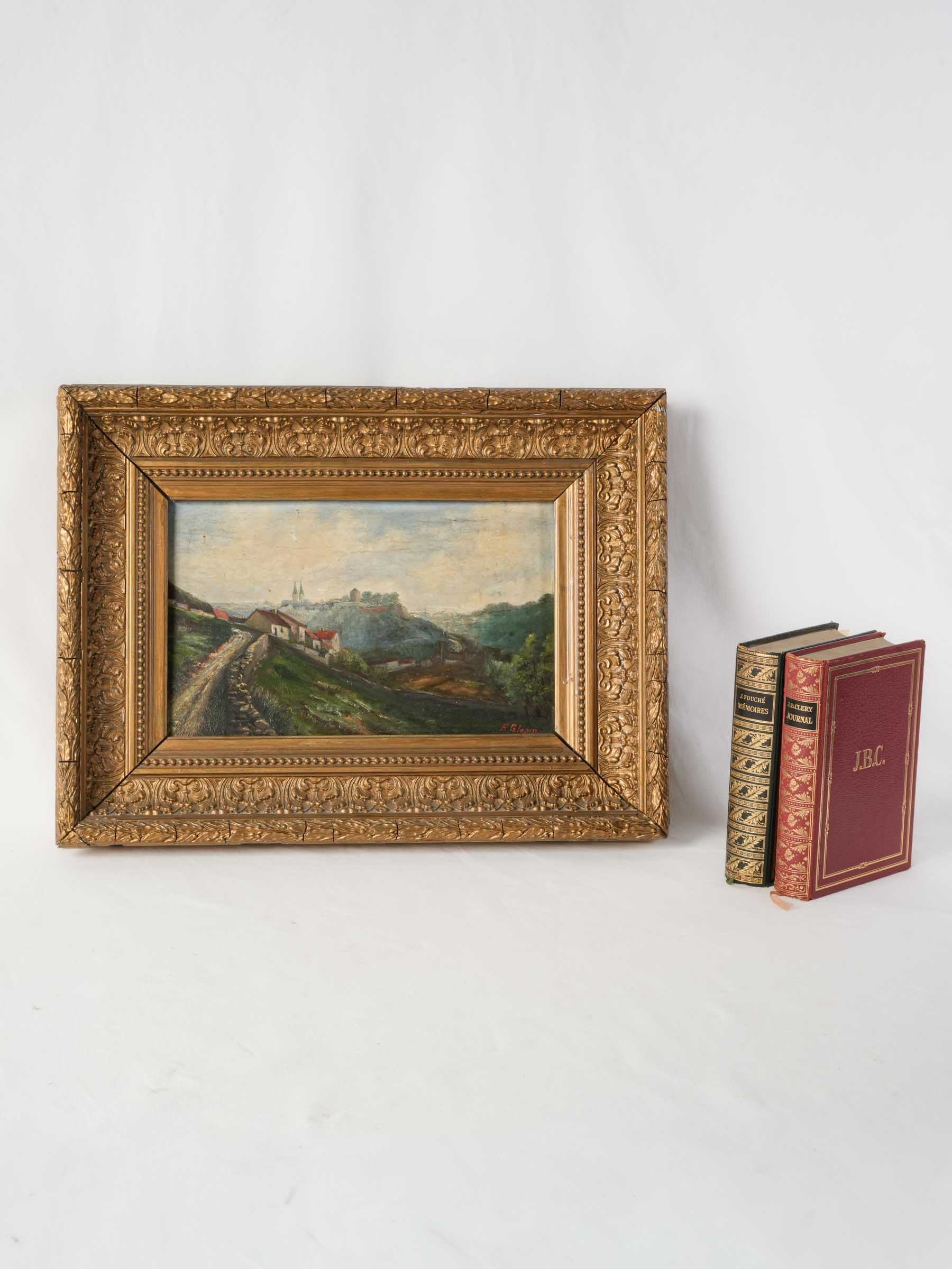 Small French Country Landscape Oil on Panel in Giltwood Frame, Late 19th Century - 16½" x 22"