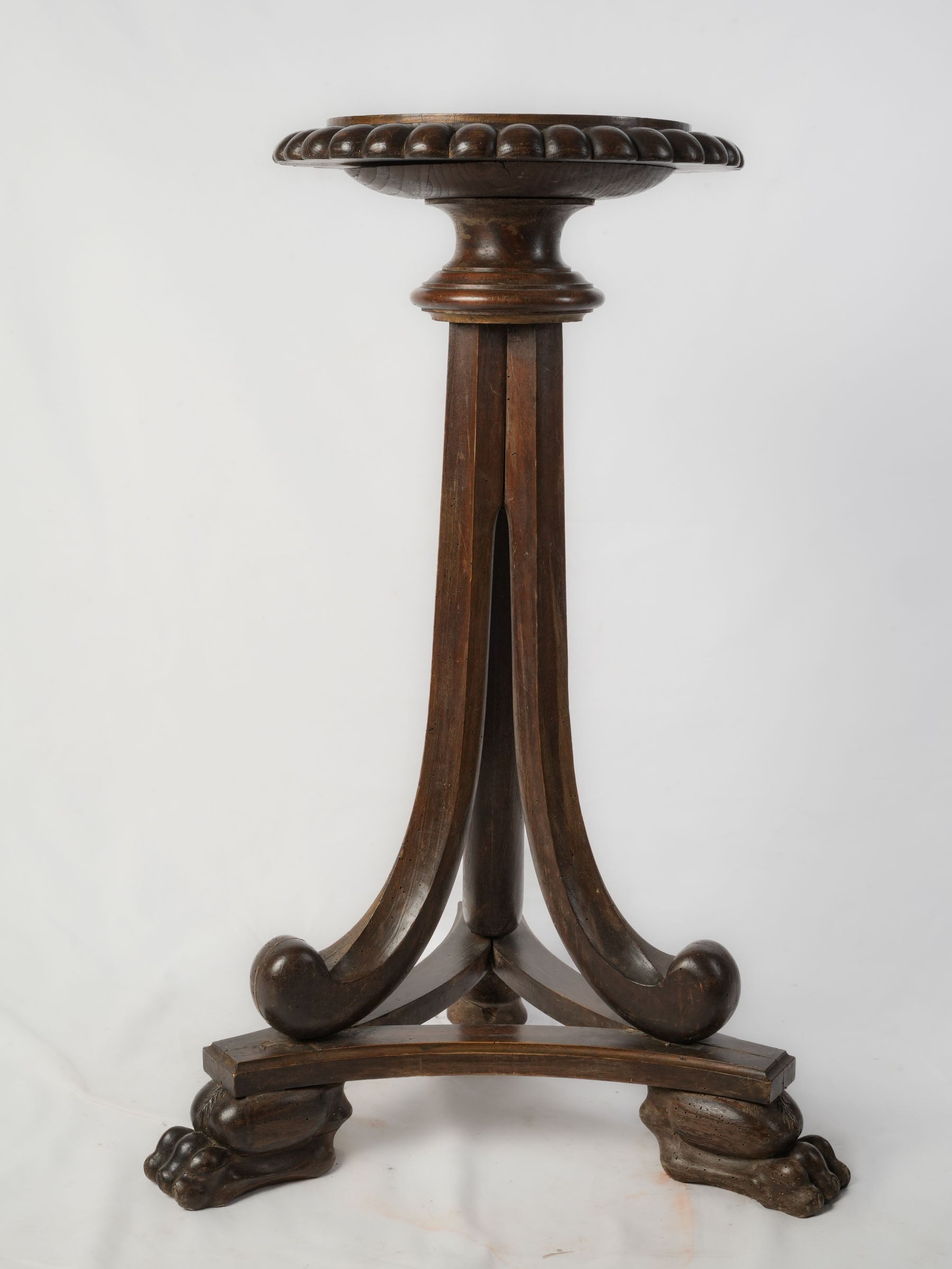 Late 19th Century French Carved Wood Display Pedestal w/ Lion Paw Feet - 38¼"