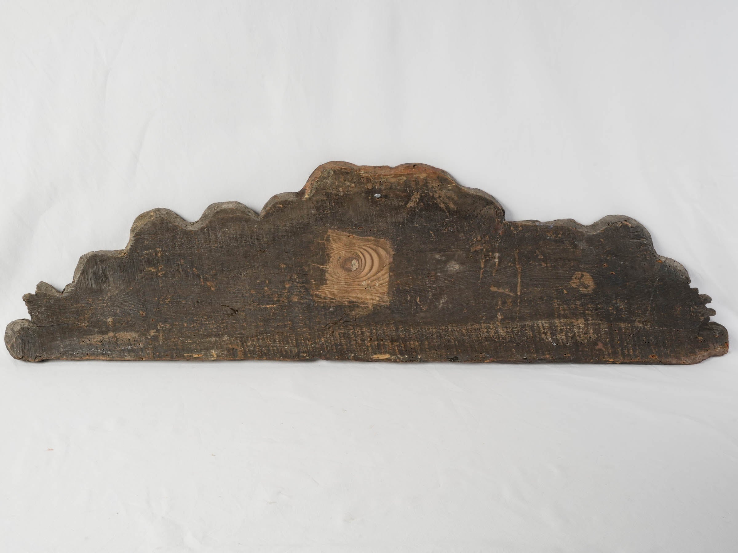18th-Century Spanish Carved Overdoor Panel w/ Warrior Medallion- 15" x 50¾"