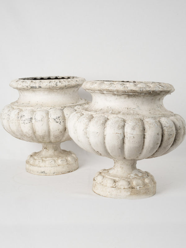Pair of large antique Medici urns w/ white patina
