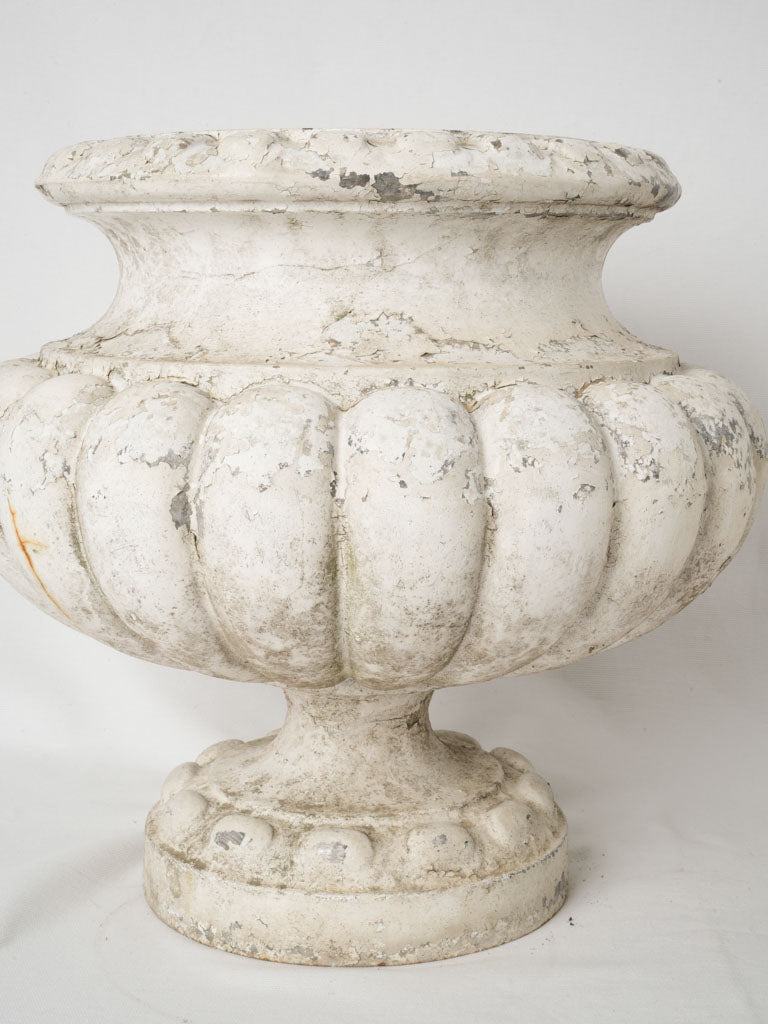 Charming flaked-paint decorative Medici urns