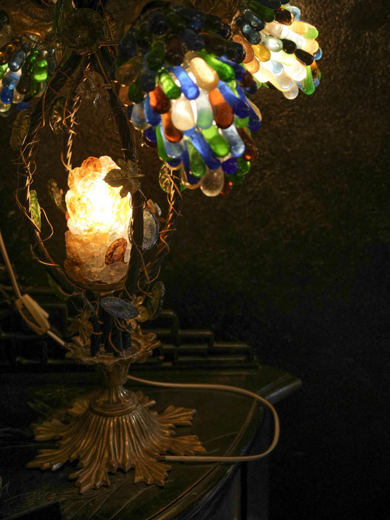 Sculptural Italian Glass Grape Cluster Table Lamp c.1920s - 21¼"