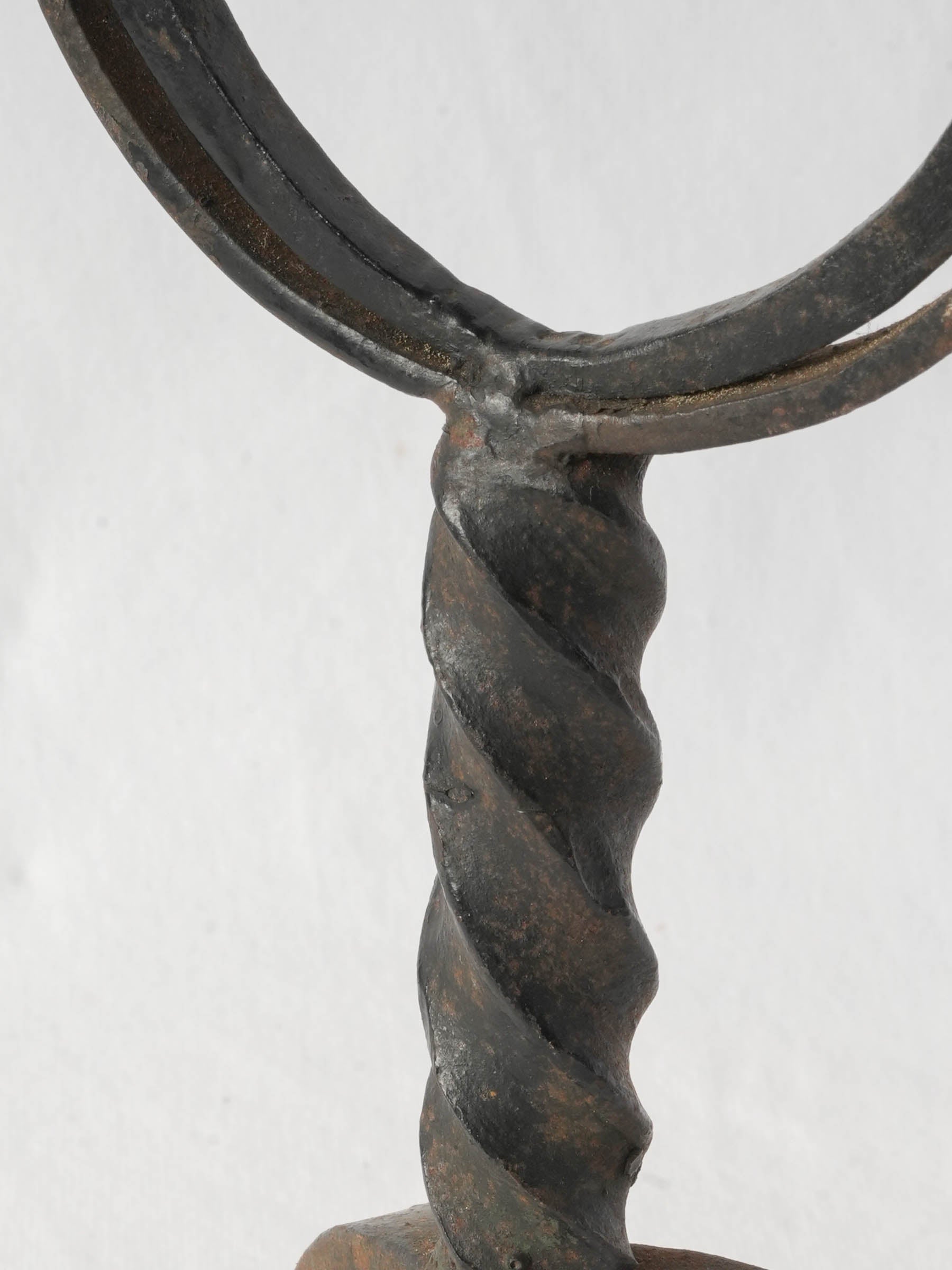 Hand-Forged Three-Light Wrought-Iron Candlestick, Early 20th Century - 22½"