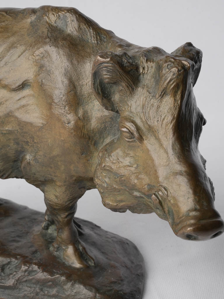 Expressive French Animalier Bronze Wild Boar c. 1900 - 8¼" x 11¾"