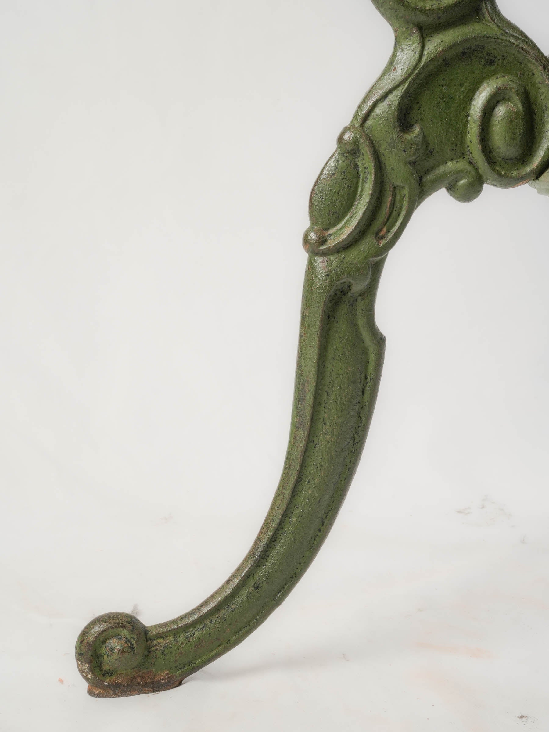 Antique Cast-Iron Garden Table w/ Marble Top and Green-Painted Base, circa 1900 - 30" x 32"