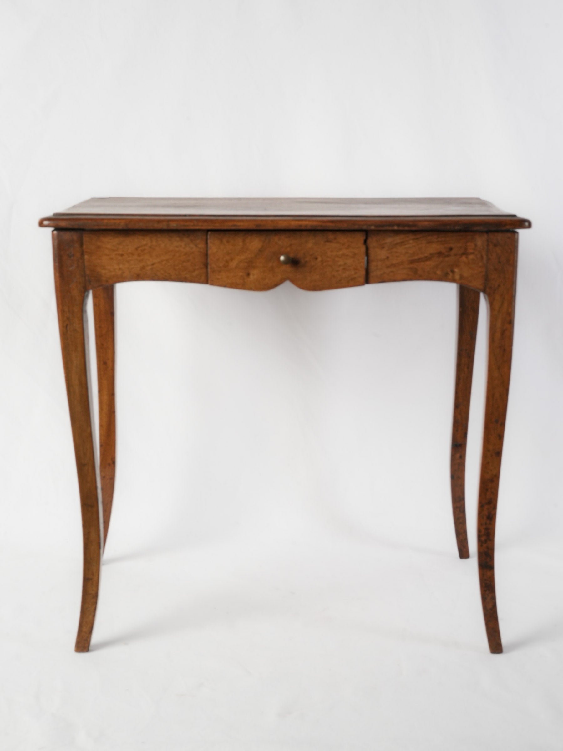 French Louis XV-Style Walnut Side Table with Single Drawer, Early to Mid-20th Century - 25½"H x 21¾"L