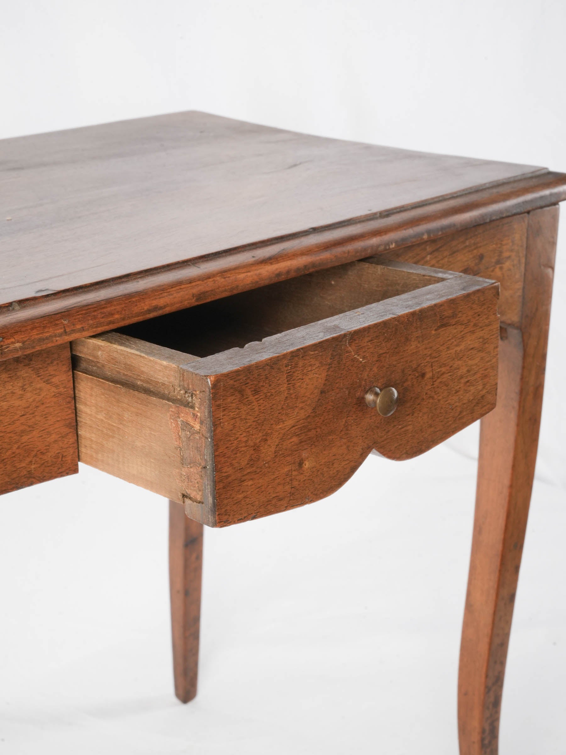 French Louis XV-Style Walnut Side Table with Single Drawer, Early to Mid-20th Century - 25½"H x 21¾"L